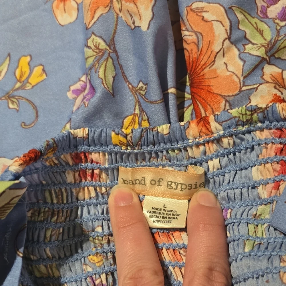 Band of Gypsies Blue Floral Midi Dress - Picture 3 of 3